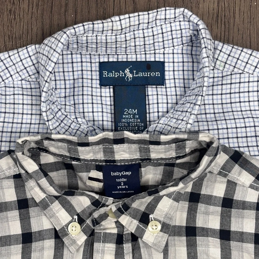 GrowwMe Bndle Ralph Lauren Kids 24mo + GAP 2T Checkered Button Down LSS Set